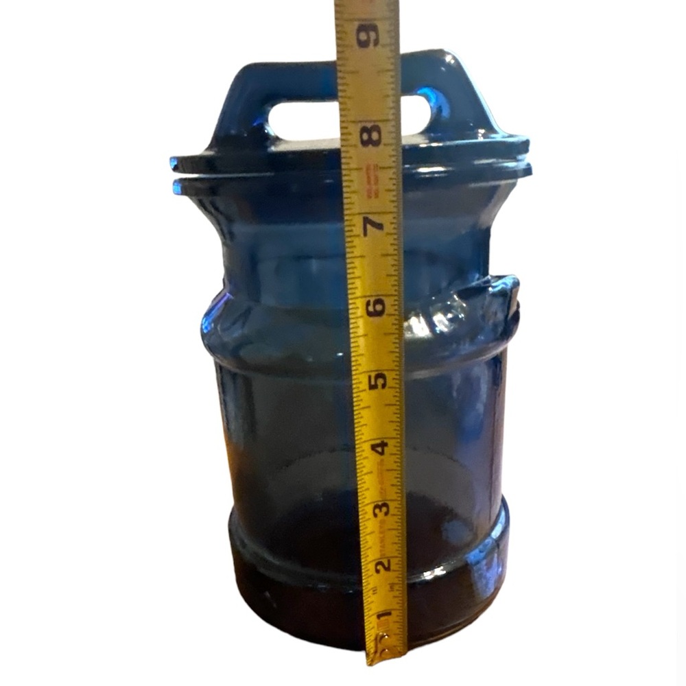 Vintage L E Smith Blue “Milk Can” Glass Jar - Picture 11 of 16